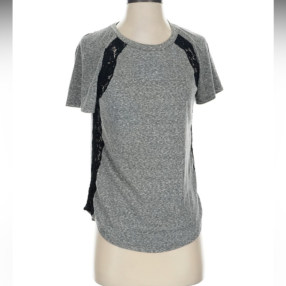 Rebecca Taylor Gray and Black Lace Top